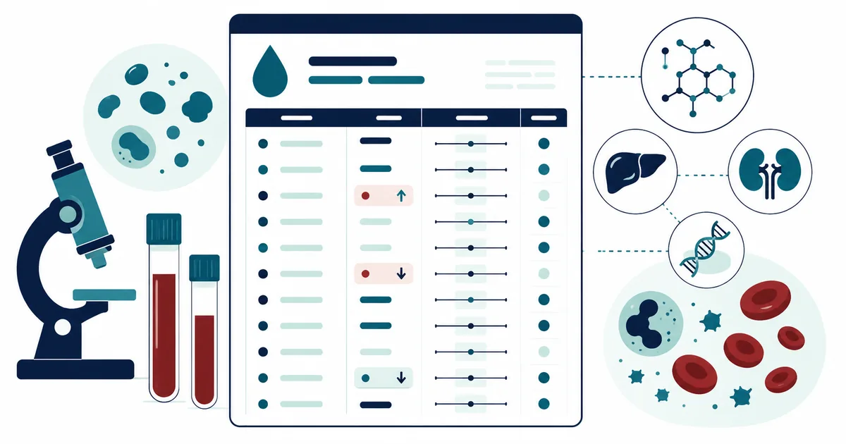 Blood Test Results Glossary - LabWise Biomed educational illustration